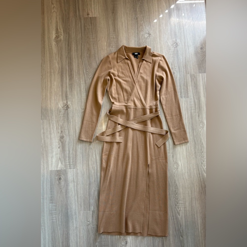 PAIGE Carmen Sweater Dress Color Deep Camel ๐ช Size XS - Picture 6 of 12